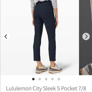 Lulu lemon city sleek 7/8 pants in true navy